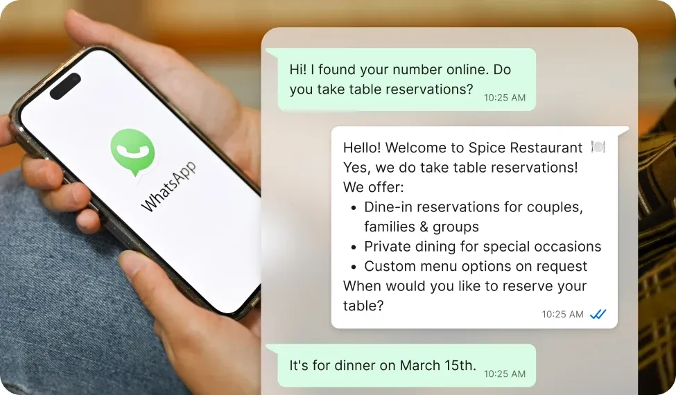 Answer Menu, Pricing & Reservation Queries Instantly
