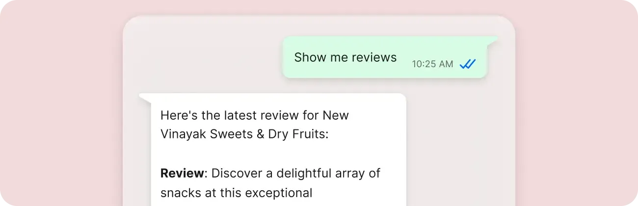 example of how grexa whatsapp bot generates automatic review replies